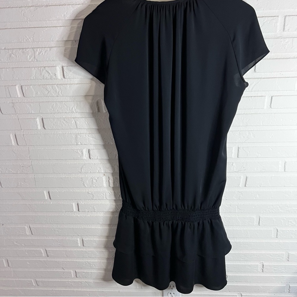 Amanda Uprichard Black Short Sleeve Ruffle Smocked Waist Dress, Size Small - Picture 5 of 8